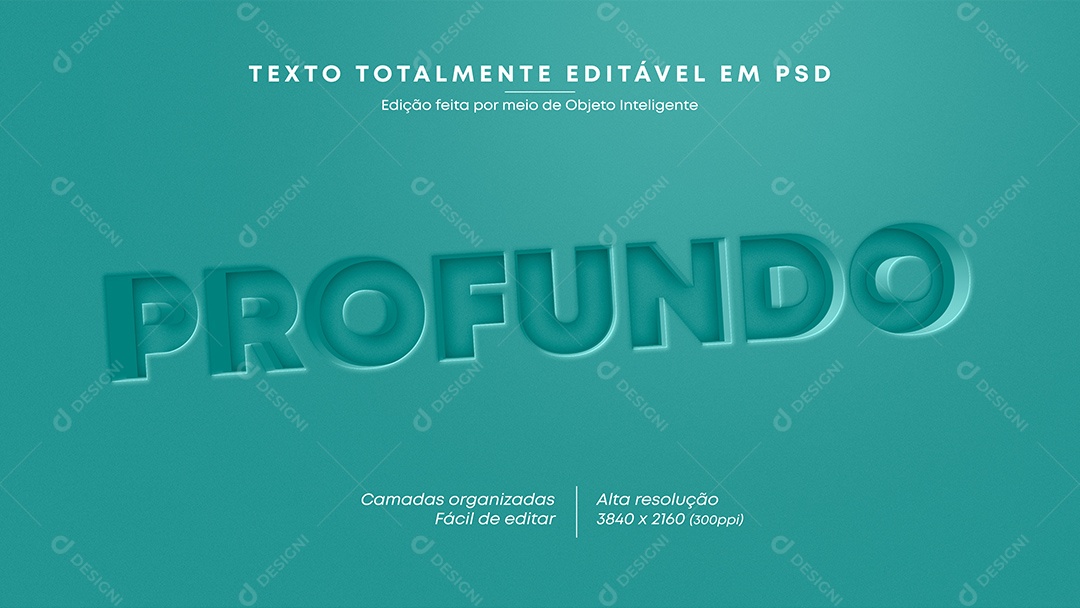 Efeito de Texto 3D Profundo PSD Editável