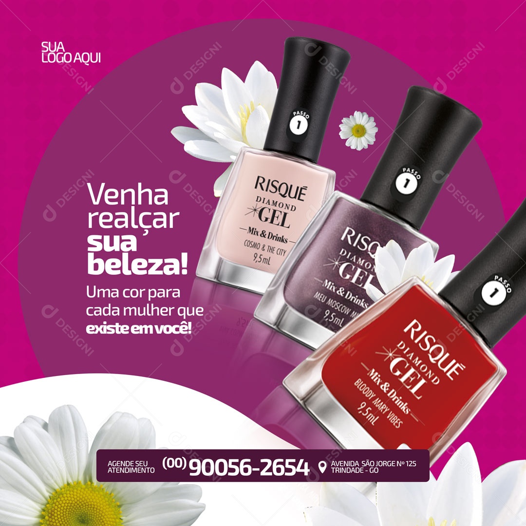 Venha Realçar sua Beleza! Manicure Social Media PSD Editável