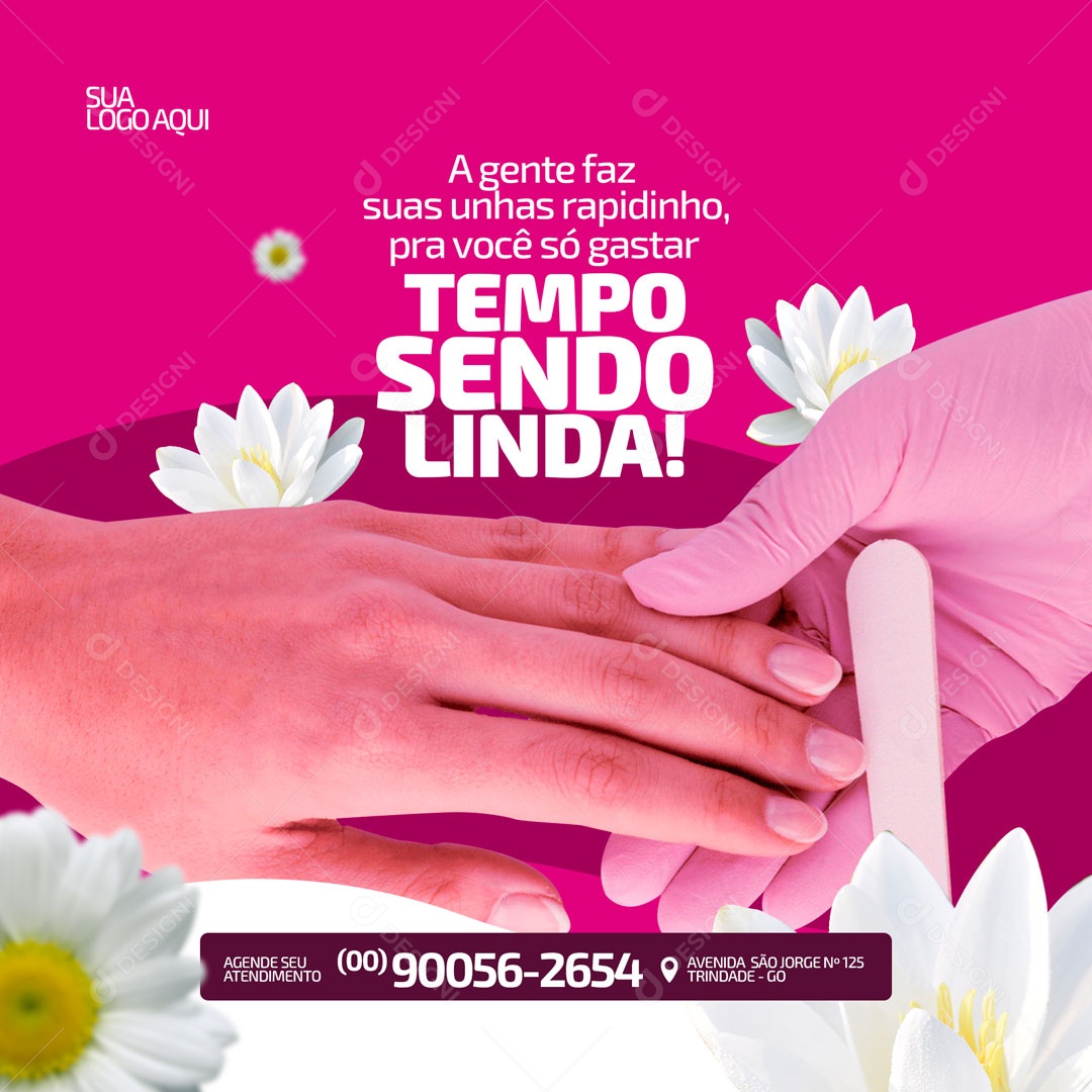 Social Media Agende Seu Atendimento Manicure Social Media PSD Editável