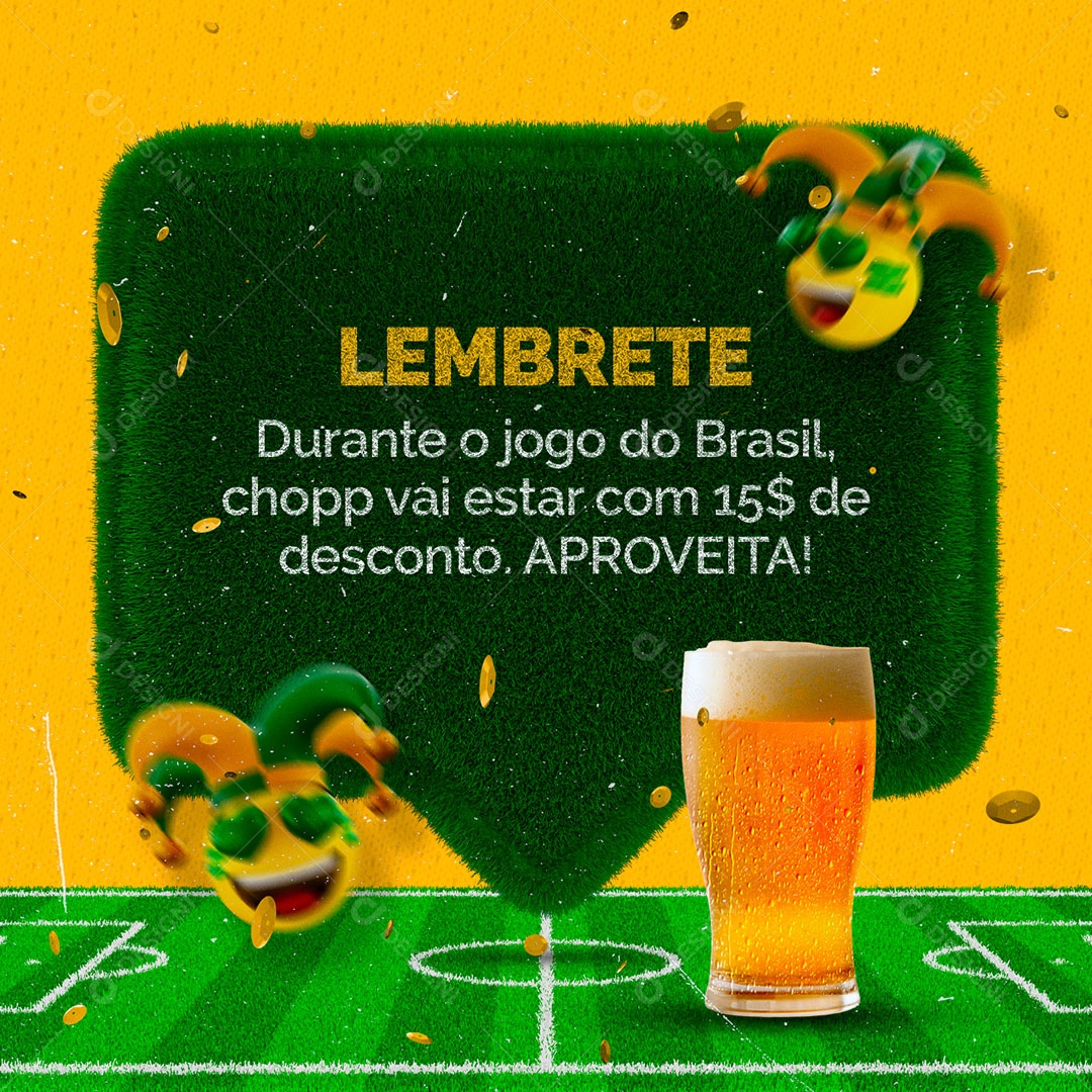 Lembrete Cervejaria Copa do Mundo Social Media PSD Editável