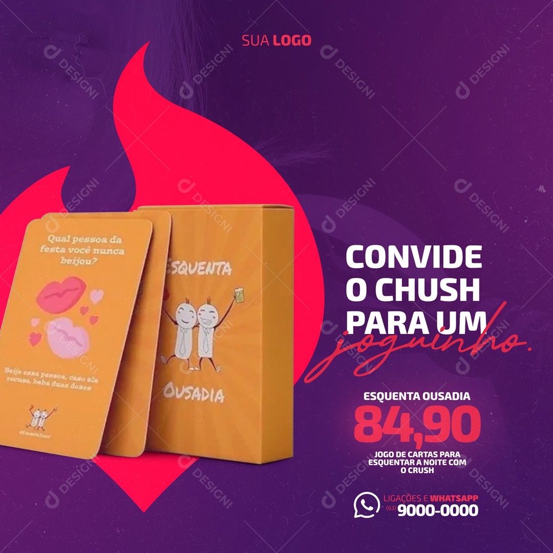 Convide deu Crush Para um Joguinho Sex Shop Social Media PSD Editável