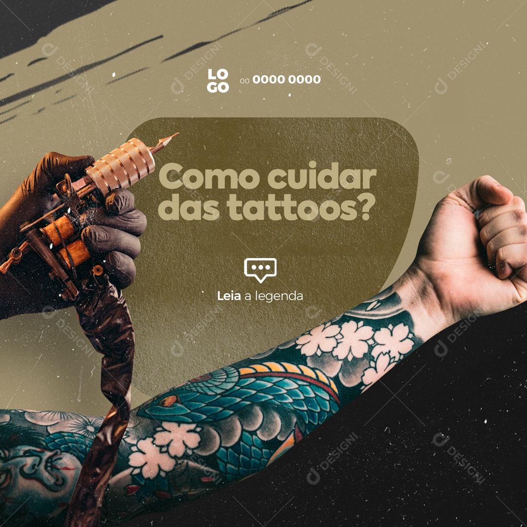 Como Cuidar das Tattos? Tatuagem Social Media PSD Editável