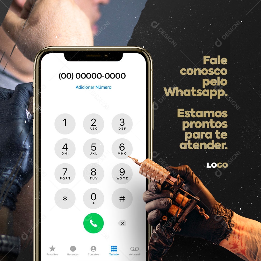 Fale Conosco Pelo WhatsappTatuagem Social Media PSD Editável