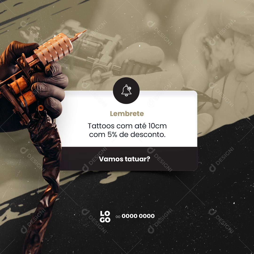 Lembrete Tattoos Com Desconto Tatuagem Social Media PSD Editável