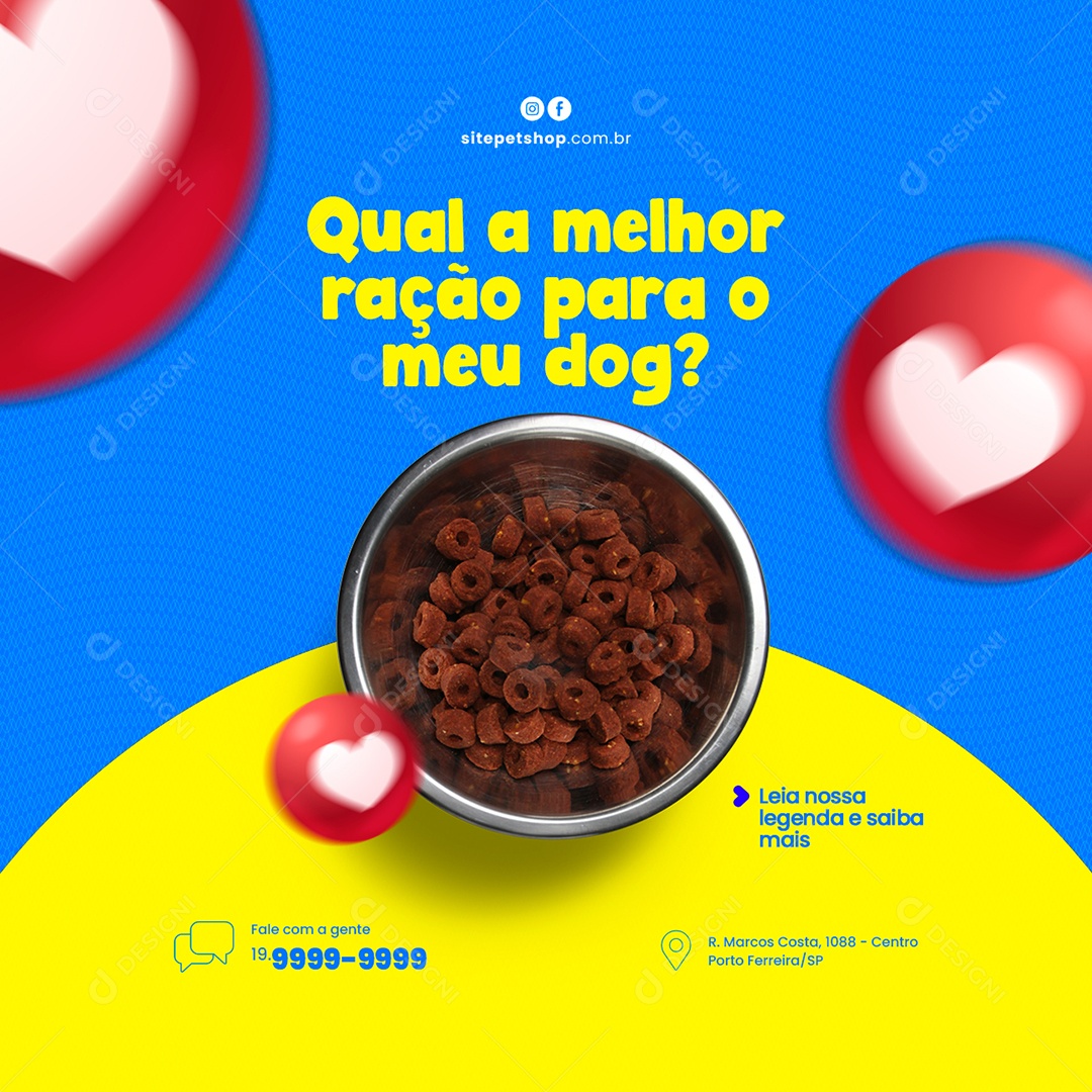 Qual a Melhor Ração para o Meu Dog Pet Shop Social Media PSD Editável