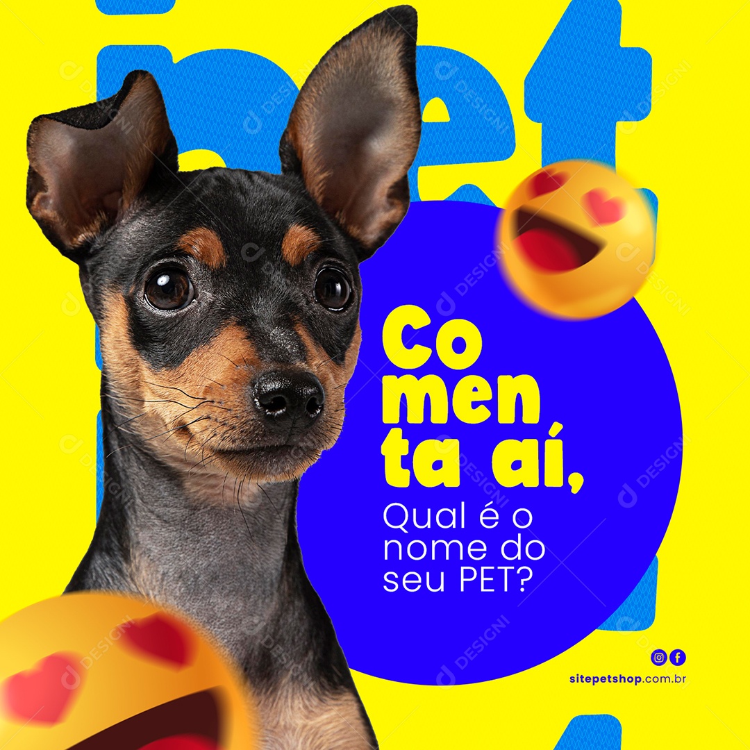 Pet Shop Comenta Aí Qual é o Nome do Seu Pet Social Media PSD Editável