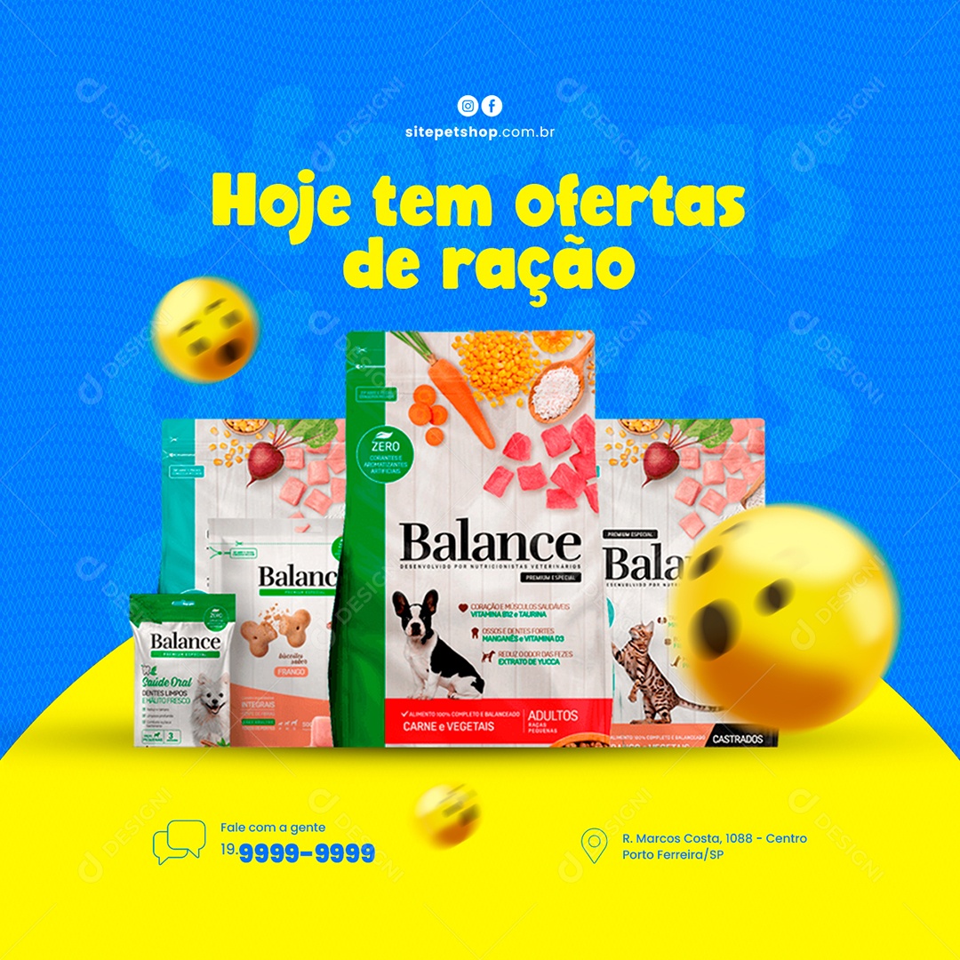 Hoje tem Ofertas de Ração Pet Shop Social Media PSD Editável