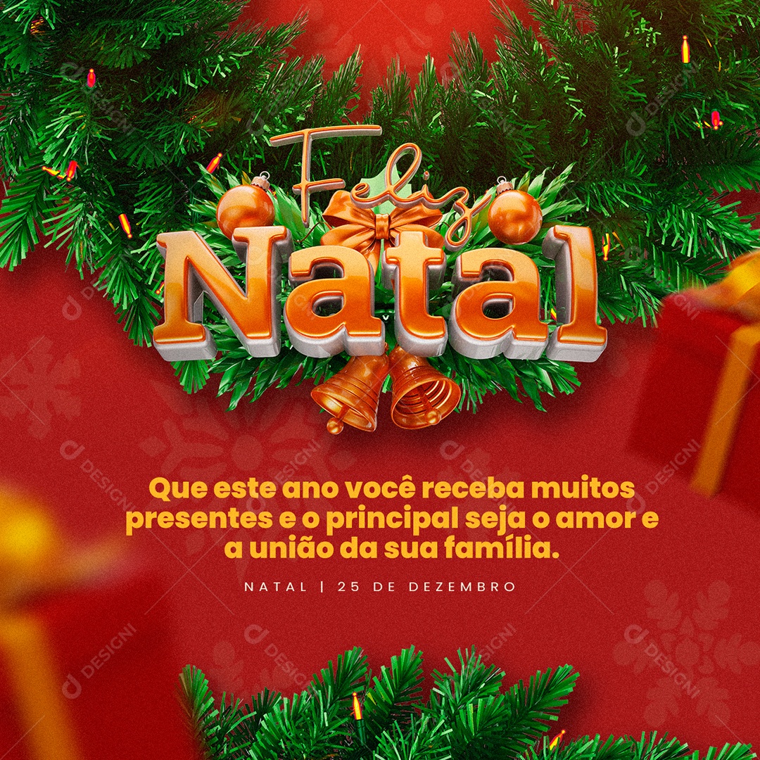 Feliz Natal 25 de Dezembro Social Media PSD Editável