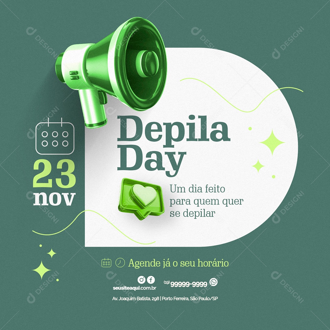 Depila Day Um Dia Feito para Quem quer se Depilar Depilação a Laser Social Media PSD Editável