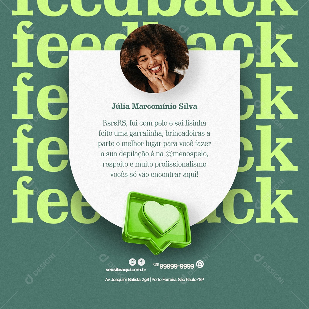 Feedback Depilação a Laser Social Media PSD Editável