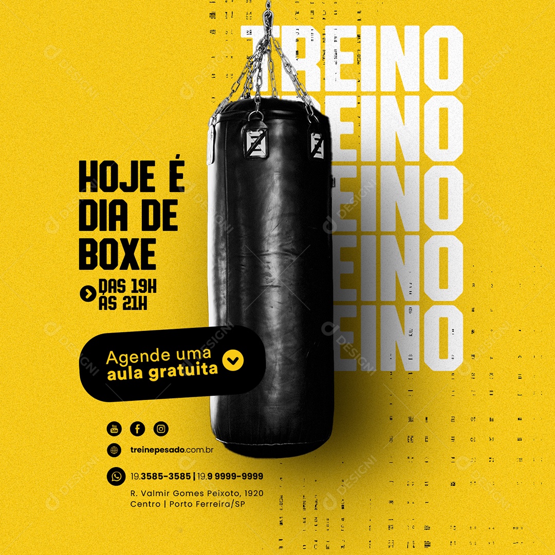 Hoje é Dia de Boxe Treino Escola de Luta Social Media PSD Editável