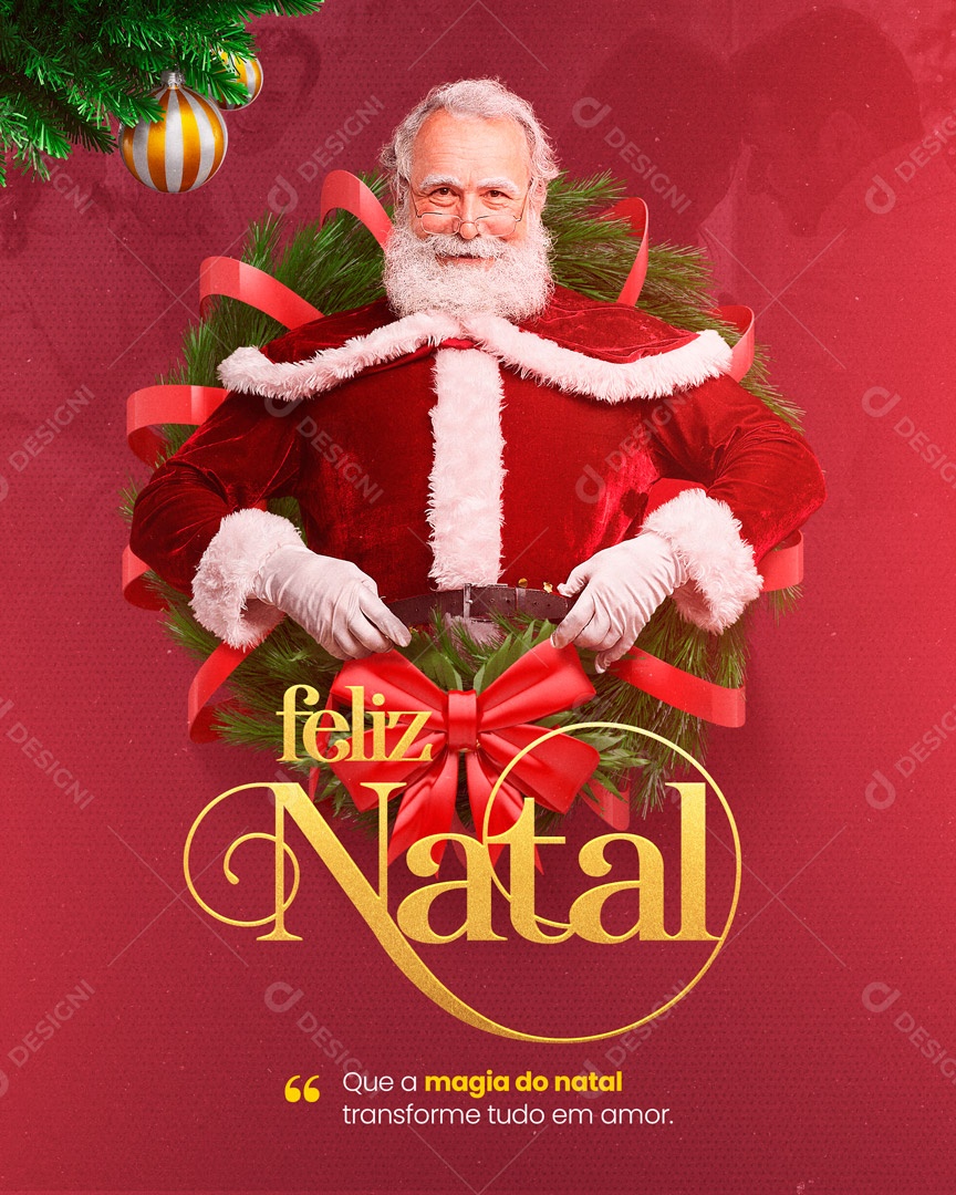 Que a Magia do Natal Transforme tudo em Amor Feliz Natal Social Media PSD Editável