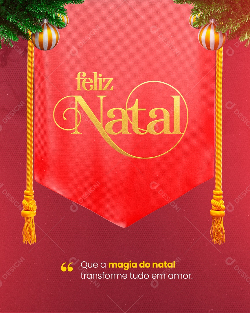 Que a Magia do Natal Transforme tudo em Amor Feliz Natal Social Media PSD Editável