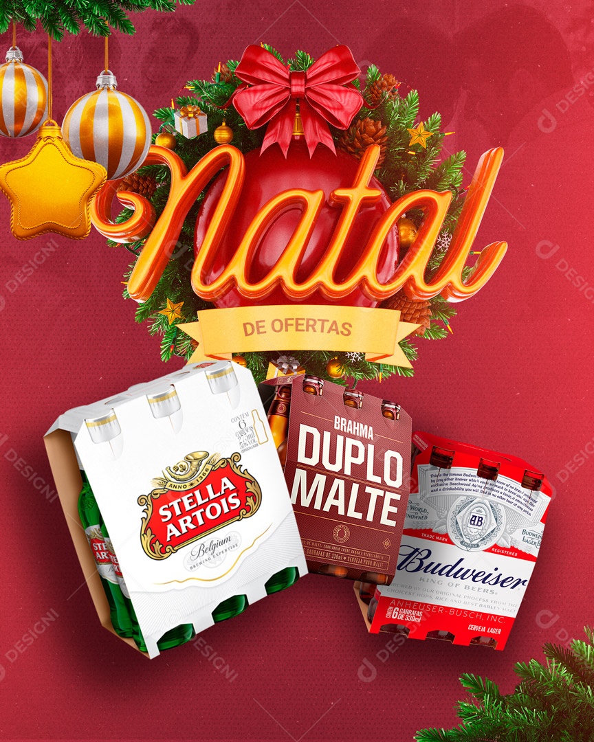 Natal de Ofertas Promoção de Cerveja Social Media PSD Editável