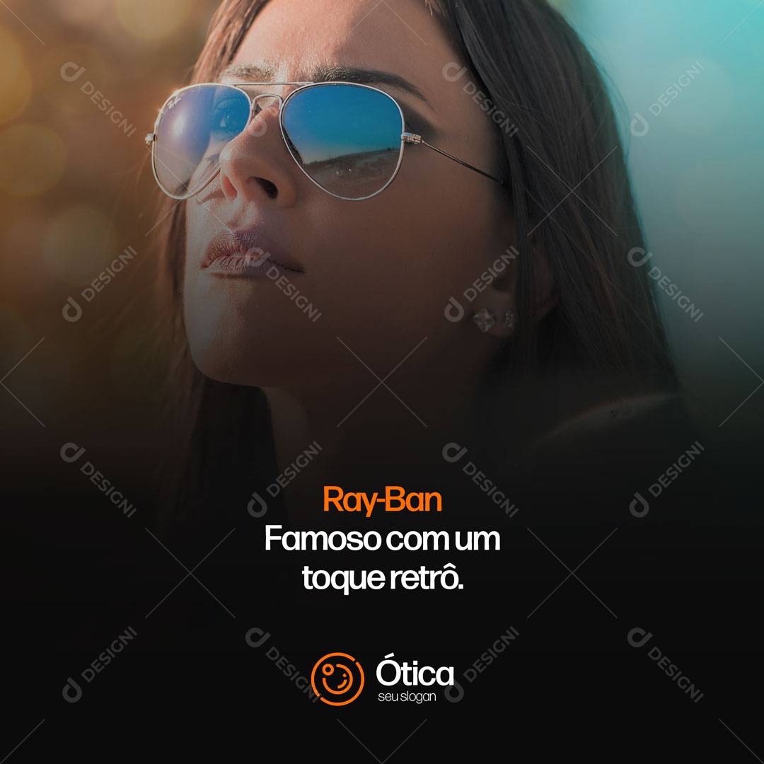 Ray-Ban Famoso Com um Toque Retrô Oticas Social Media PSD Editável