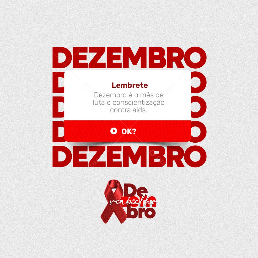 Lembrete Dezembro é o Mês de Luta e Conscientização Contra a AIDS Dezembro Vermelho Social Media PSD Editável