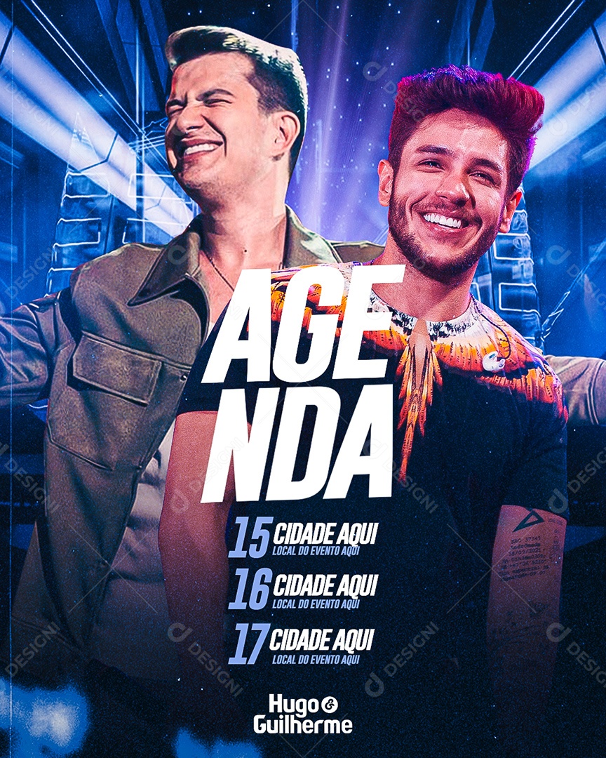 Flyer Agenda Semanal Hugo e Guilherme Social Media PSD Editável