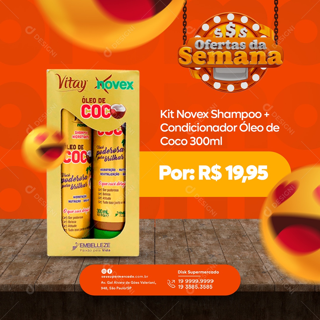 Ofertas da Semana Kit Novex Shampoo Supermercado Social Media PSD Editável