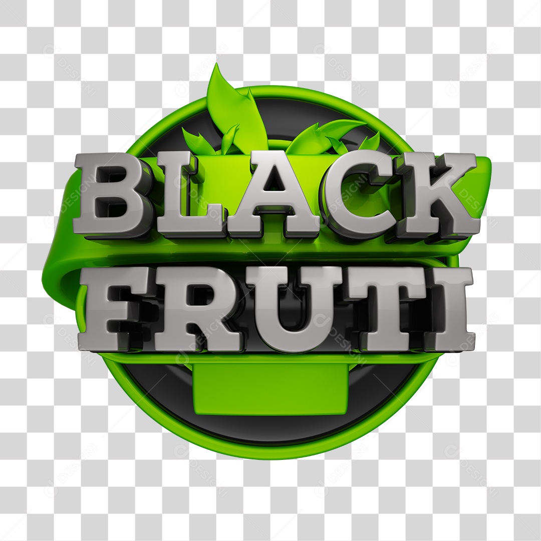 Black Fruti Selo 3D Frutas e Verduras PNG Transparente