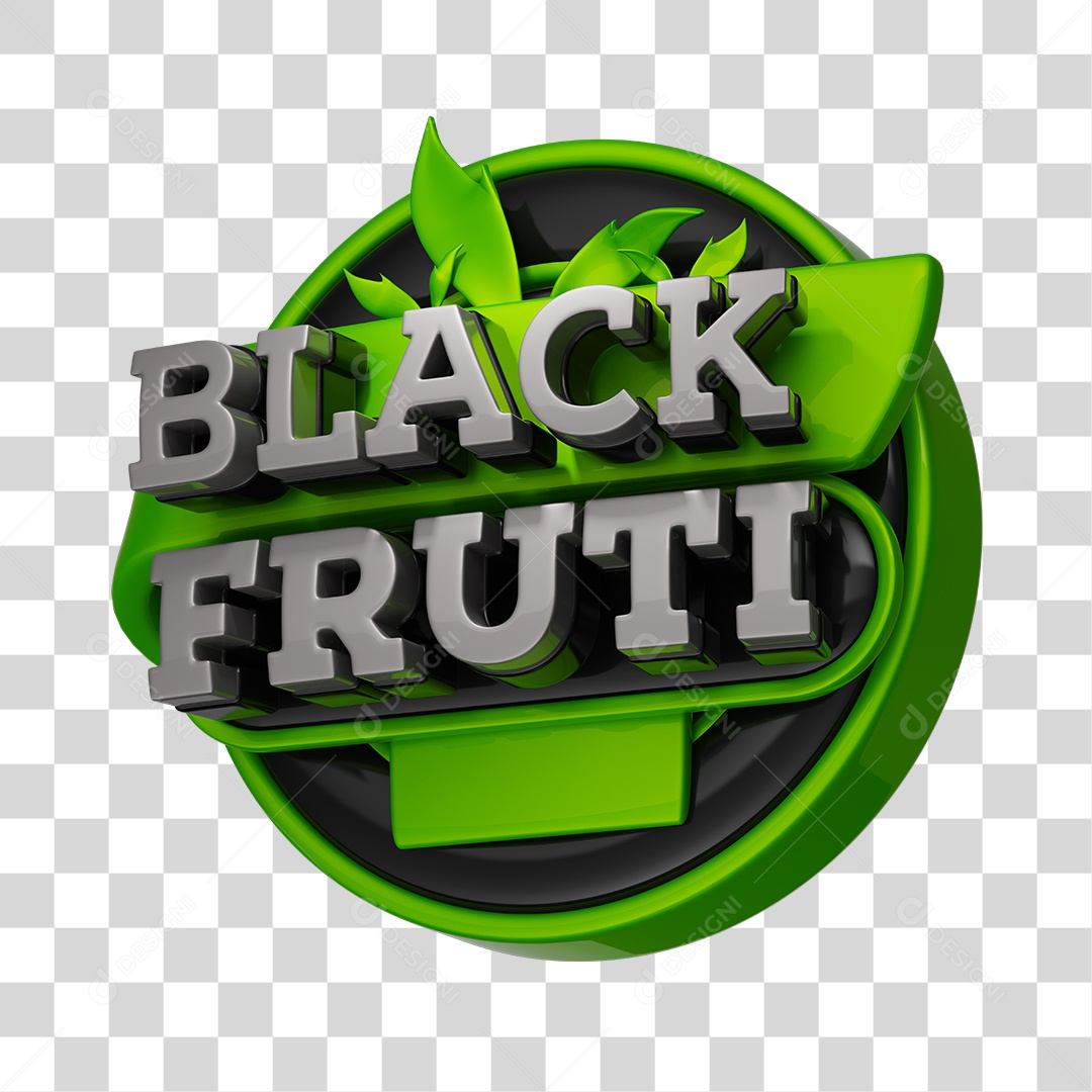 Black Fruti Stamp 3D Fruits and Vegetables PNG Transparent