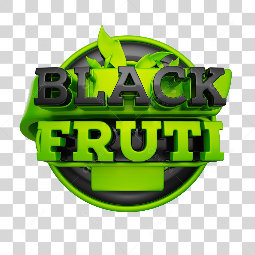 Black Fruti Selo 3D Frutas e Verduras PNG Transparente