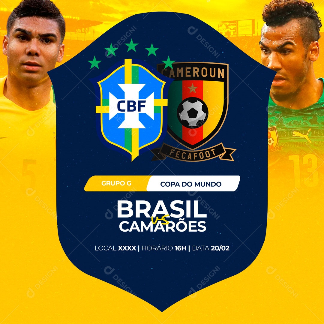 Brasil X Camarões Rumo Ao Hexa Copa Do Mundo Casemiro Social Media Psd Editável Download Designi 5544