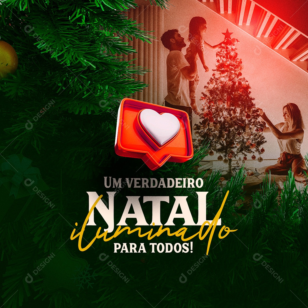 Um Verdadeiro Natal Iluminado para Todos Feliz Natal Social Media PSD Editável