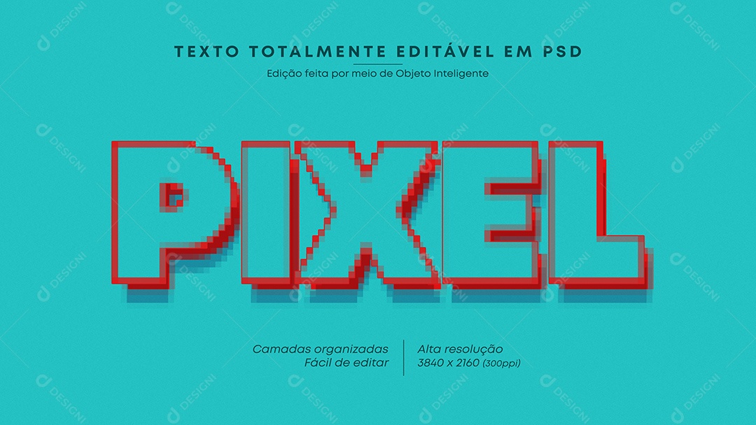 Efeito de Texto Pixel PSD Editável