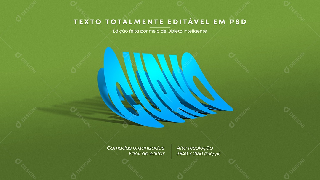 Efeito de Texto Curvo Texto Azul PSD Editável