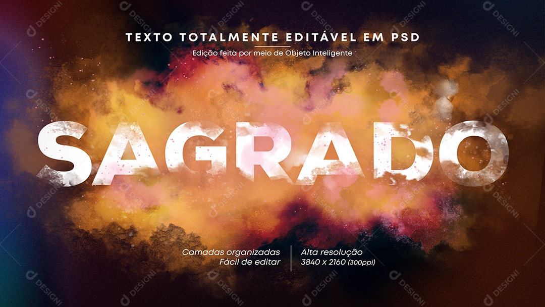 Efeito de Texto Sagrado PSD Editável