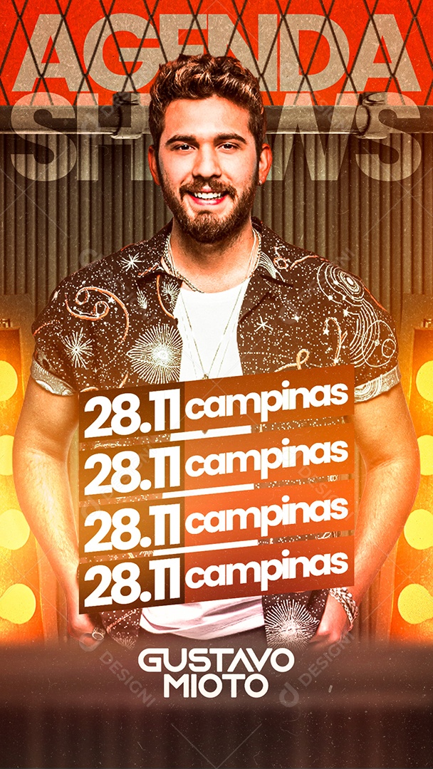 Story Agenda de Shows Gustavo Mioto Flyer Social Media PSD Editável