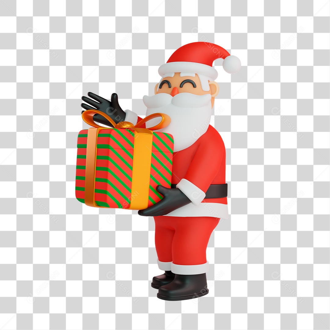 Papai Noel Com Uma Caixa De Presente Elemento D Png Transparente Download Designi