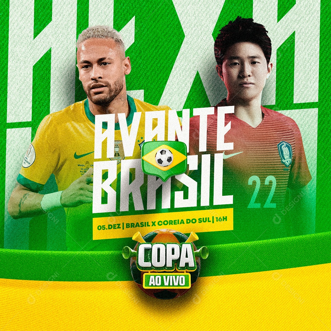 Jogo Copa do Mundo Brasil x Coreia do Sul Futebol Social Media PSD Editável  [download] - Designi