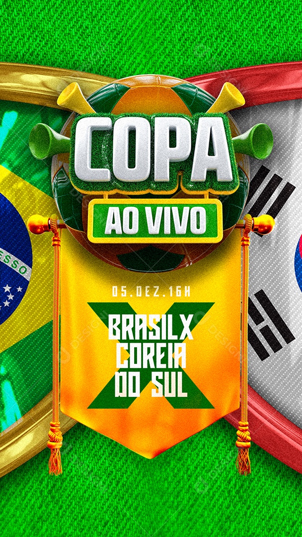 Jogo Copa do Mundo Brasil x Coreia do Sul Futebol Social Media PSD Editável  [download] - Designi