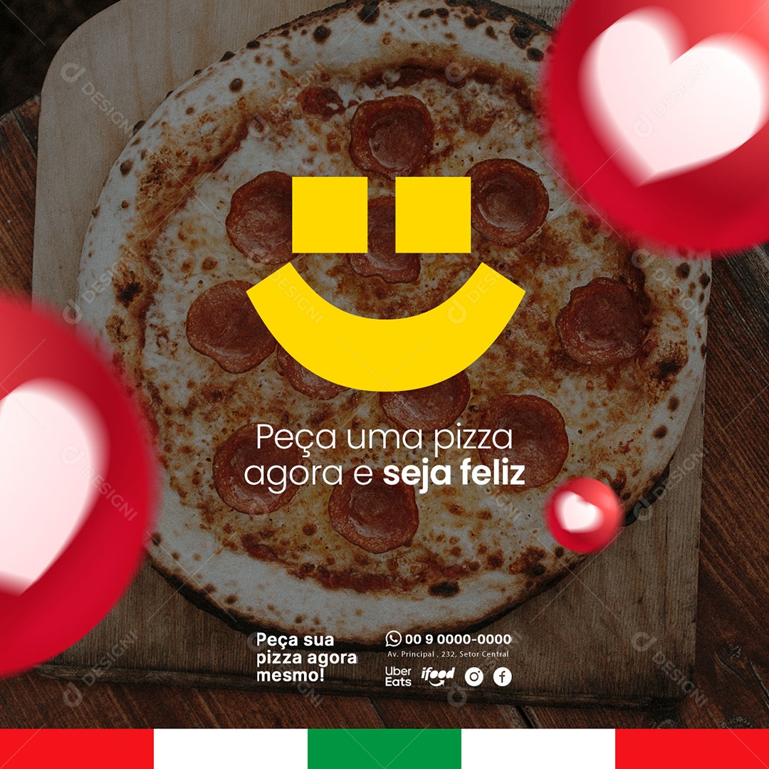 Deliciosa Pizza Peça Agora Pizzaria Social Media PSD Editável [download] -  Designi