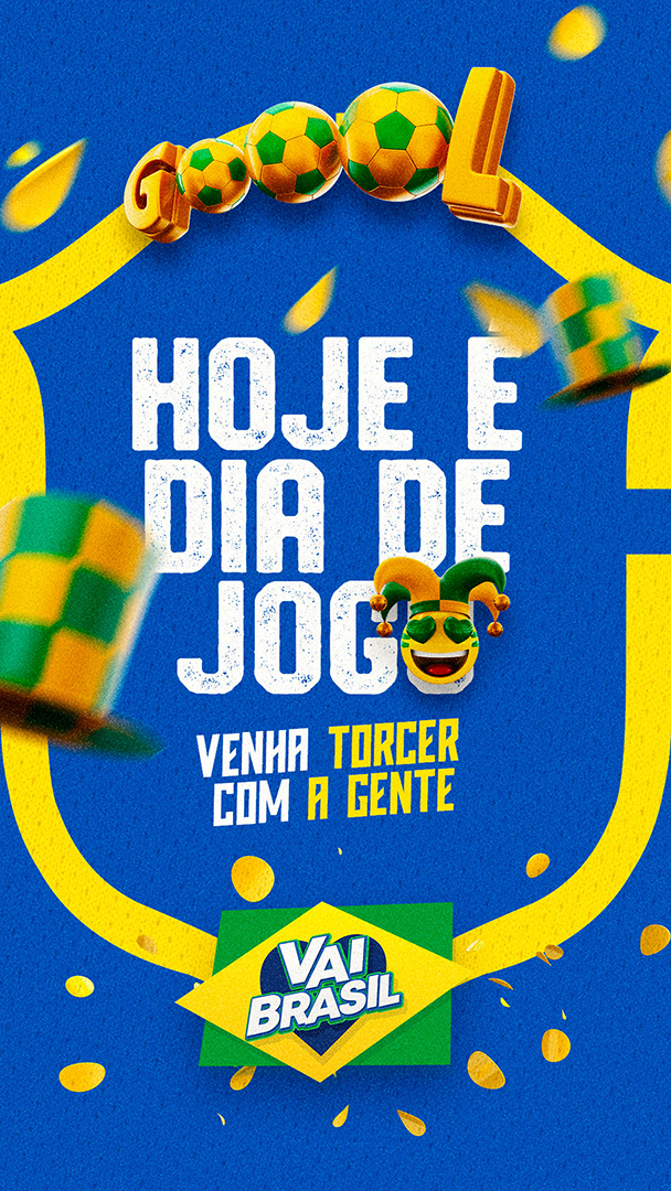 Motion Story Hoje é Dia de Jogo Venha Torcer com a Gente Copa do Mundo Effects AEP Editável