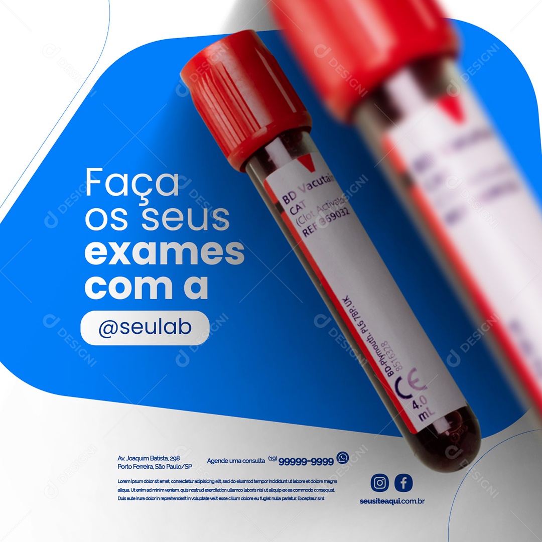 Faça os Seus Exames Com Laboratório Social Media PSD Editável