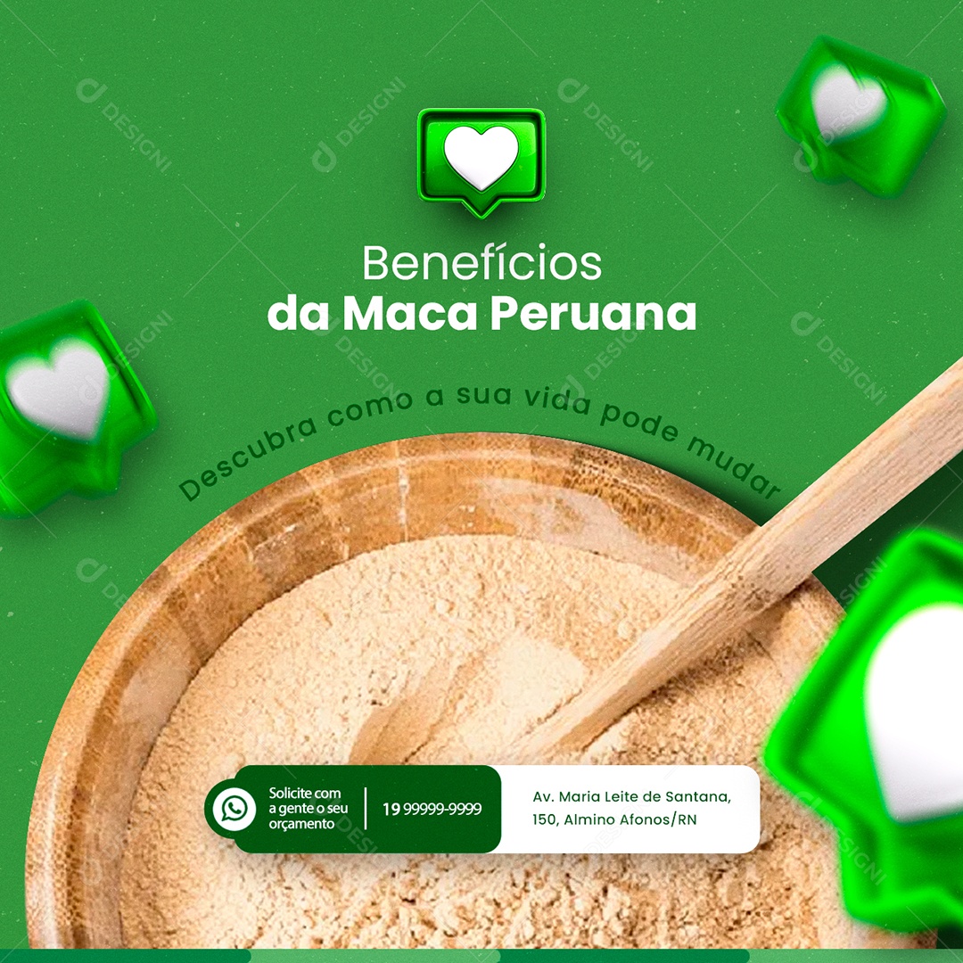 Benefícios da Maca Peruana Loja de Ervas Social Media PSD Editável