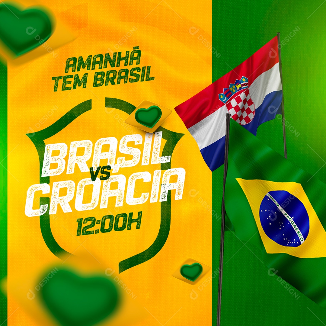 Flyer Copa do Mundo Brasil x Croácia Social Media PSD Editável