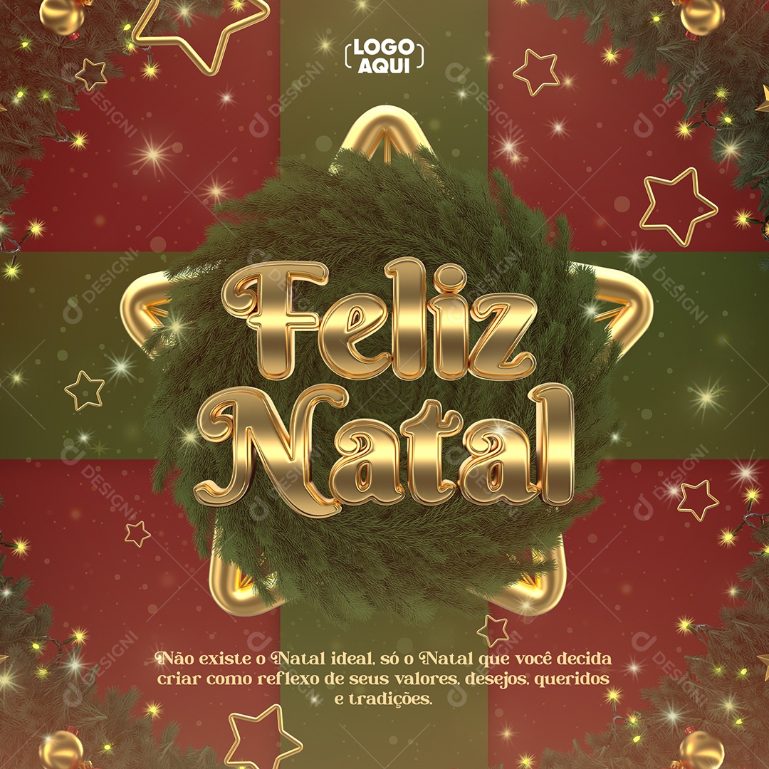 Feliz Natal E Um Feliz Ano Novo Social Media PSD Editável