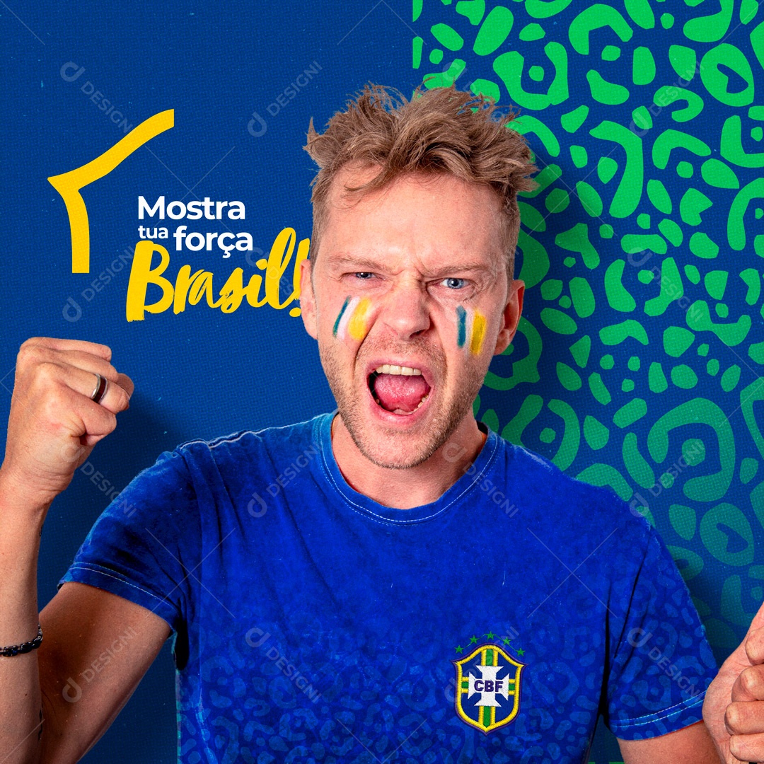 Mostra Tua Força Brasil Copa do Mundo Social Media PSD Editável