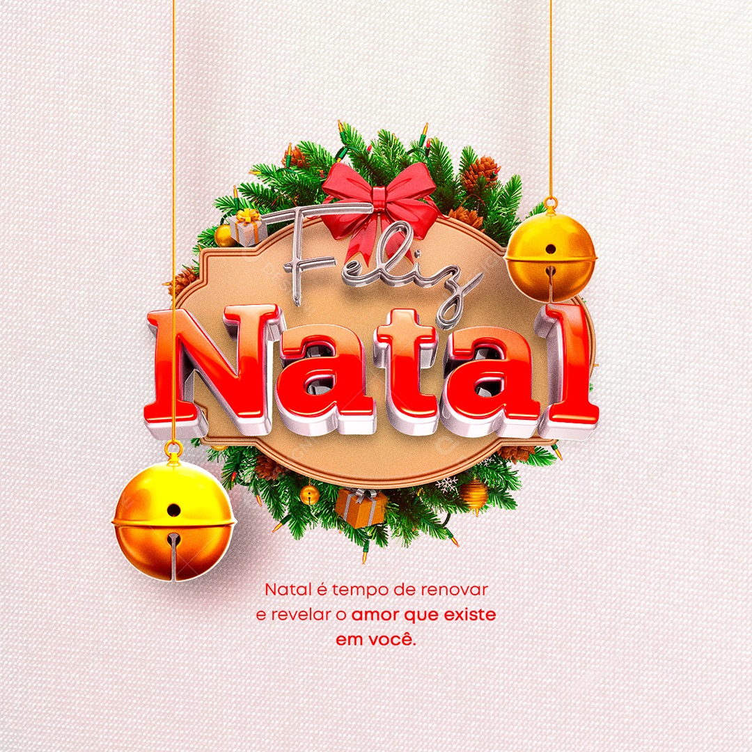 Natal é Tempo de Renovar e Revelar Feliz Natal Social Media PSD Editável