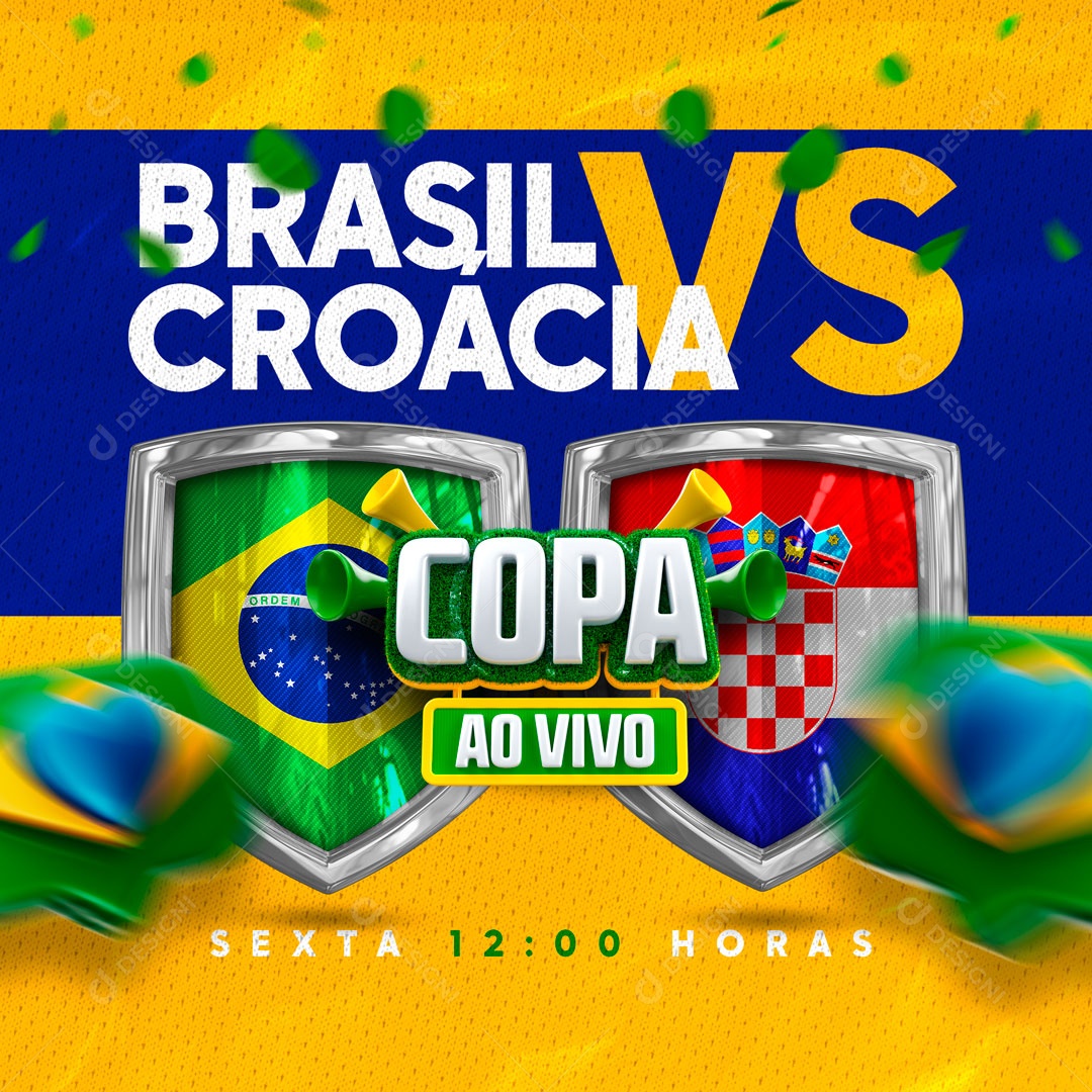 Brasil Rumo Ao Hexa Brasil x Croácia Copa do Mundo Social Media PSD Editável