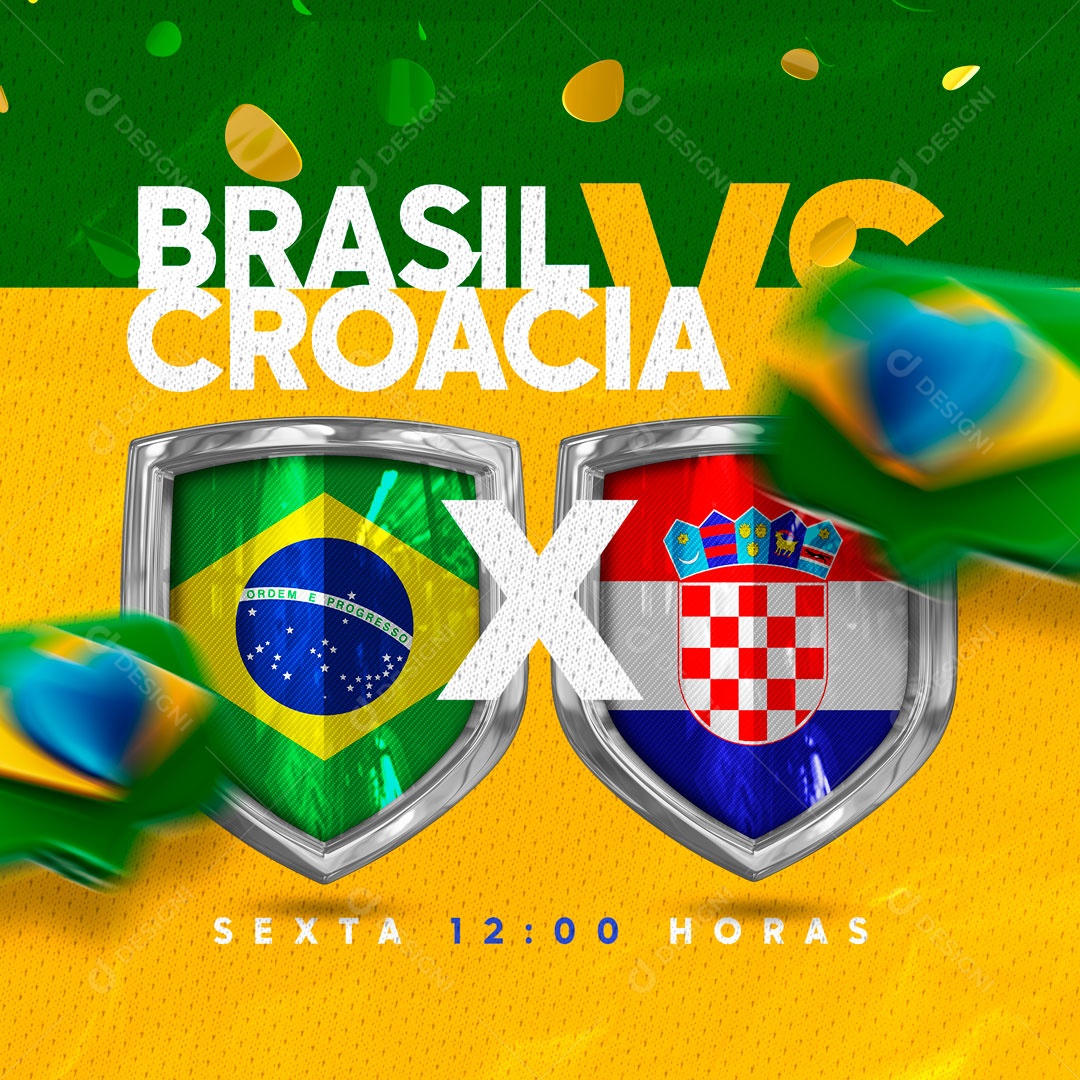 Brasil x Croácia Rumo ao Hexa Quartas de Final Copa do Mundo Social Media PSD Editável