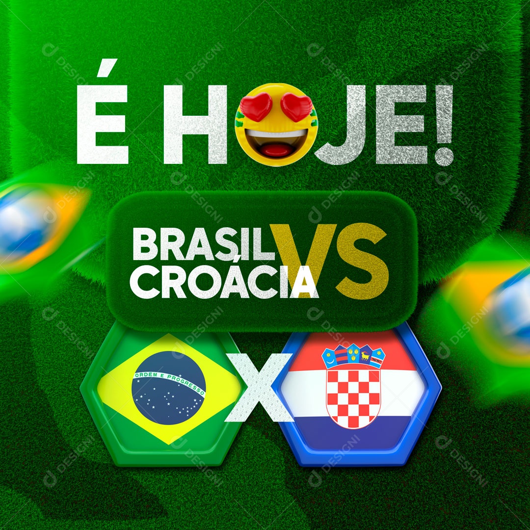 Brasil x Croácia Rumo ao Hexa Quartas de Final Copa do Mundo Social Media PSD Editável