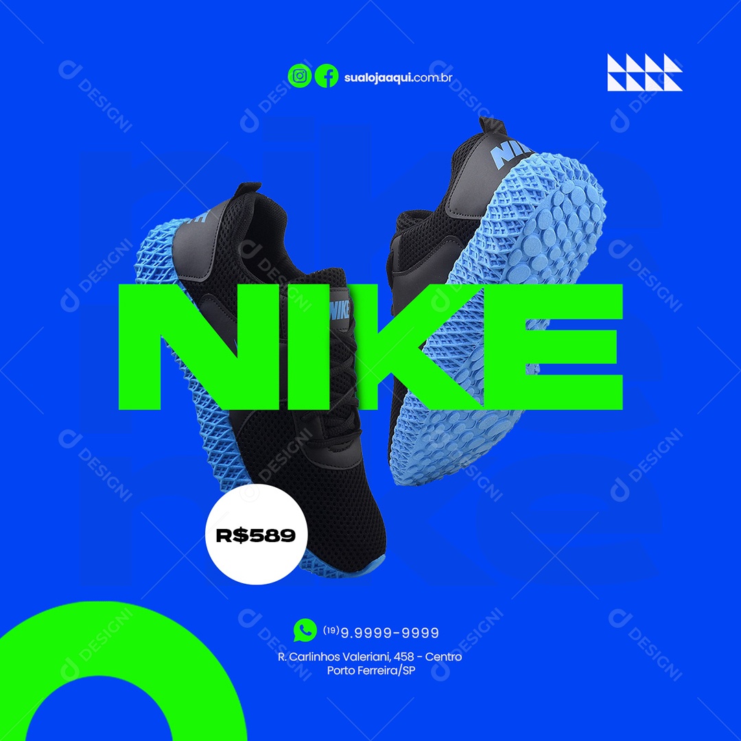 Nike 589,00 Loja de Tênis Social Media PSD Editável