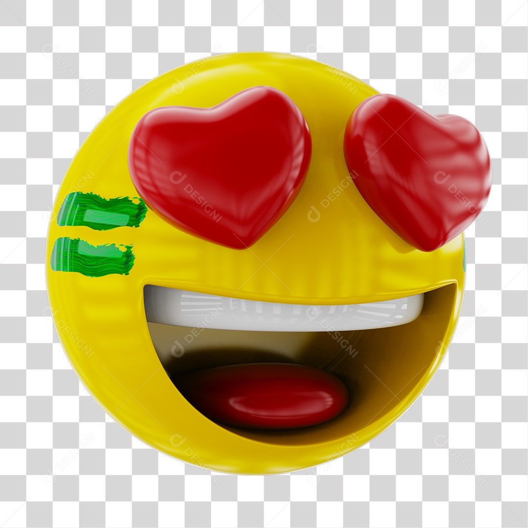 Emoji Apaixonado Elemento 3D PNG Transparente