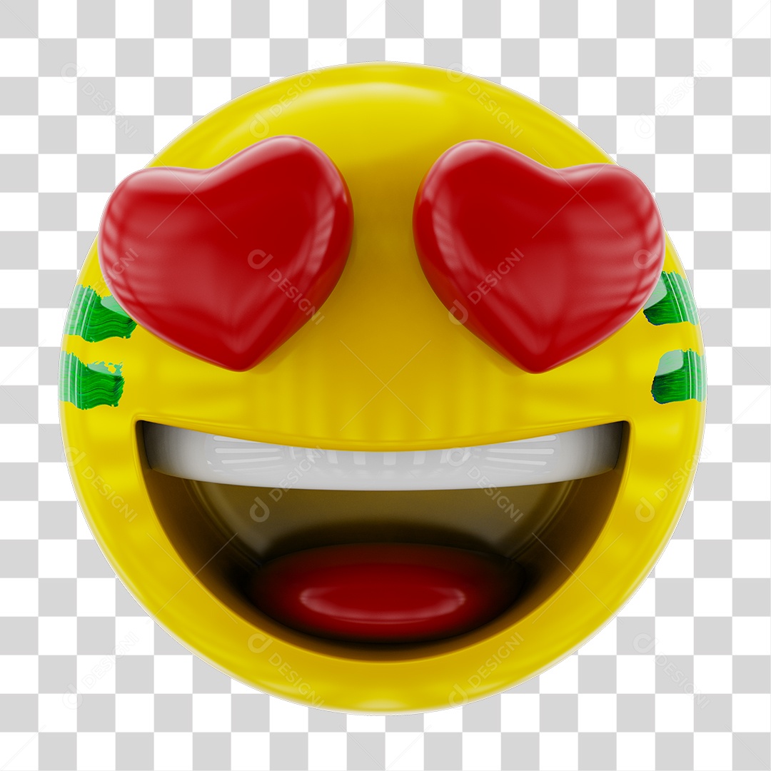 Emoji Apaixonado Elemento 3D PNG Transparente