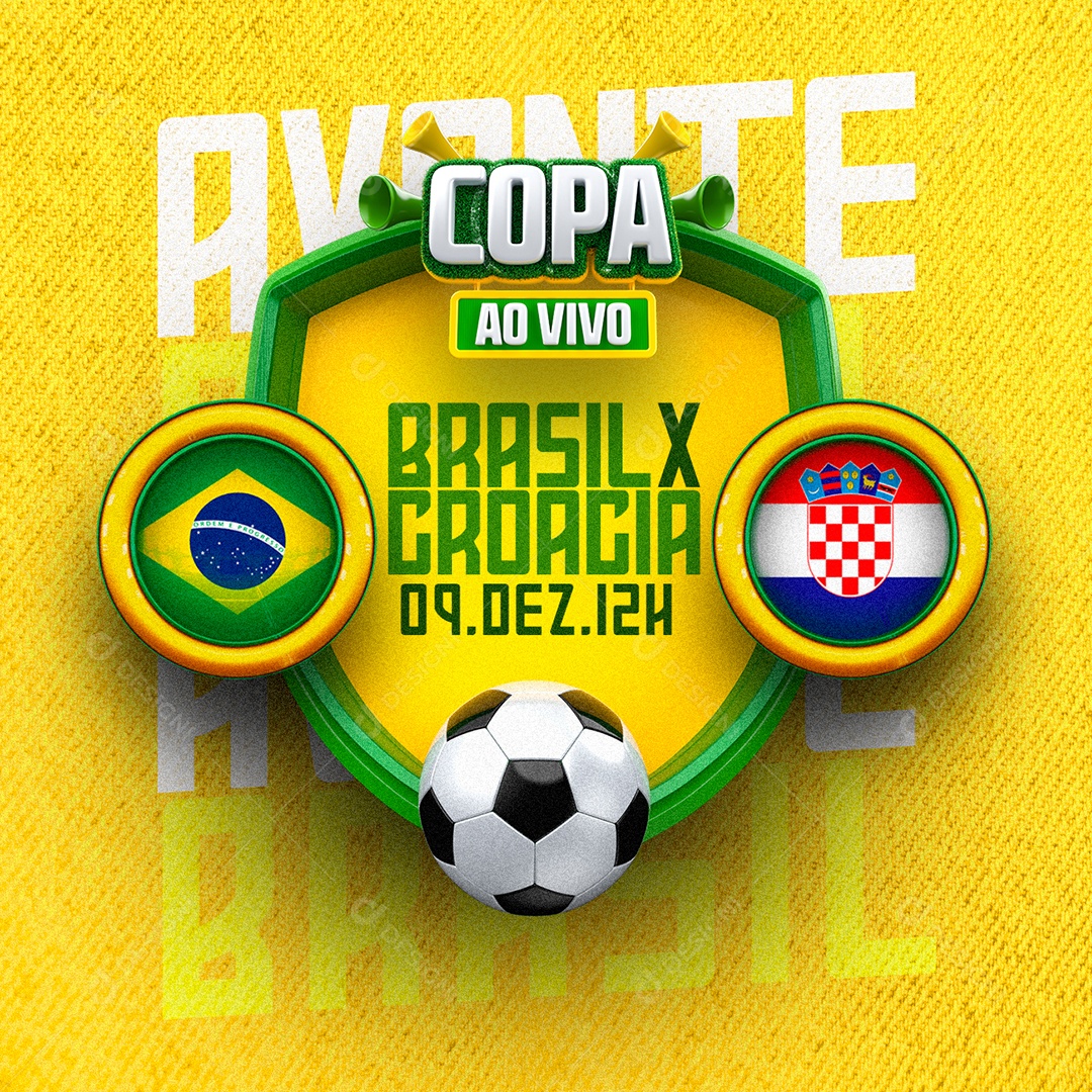 Copa ao Vivo Brasil x Croácia Copa do Mundo Futebol Social Media PSD  Editável [download] - Designi