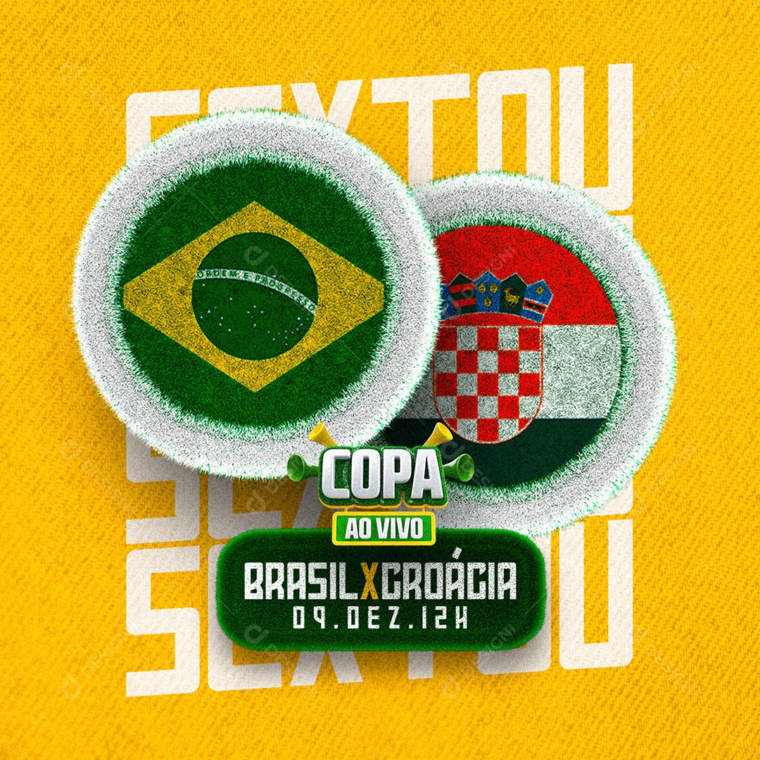 Hoje tem Brasil na Copa Jogo Brasil x Croácia Copa do Mundo Social Media  PSD Editável [download] - Designi